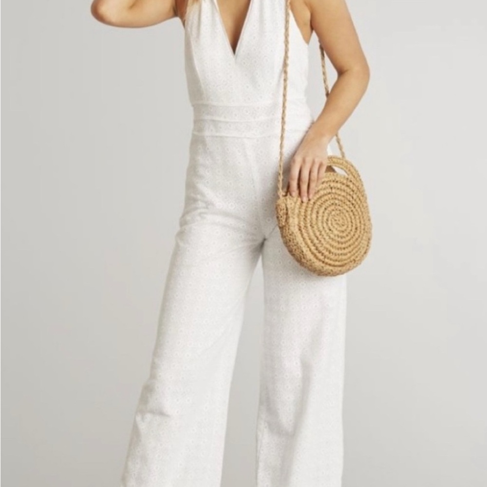 Lauren James Bridgette eyelet White Jumpsuit NWOT